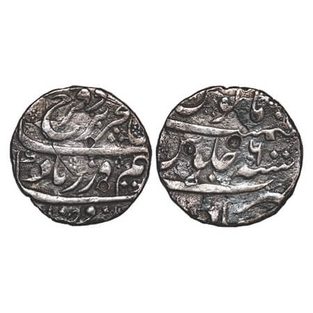 Faukhsiyar, Silver Rupee, 10.95g, Bahadurgadh Mint, 6 RY. KM 377.15. About Very Fine, Very