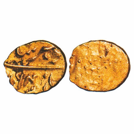 Nawabs of Cudapha, Gold 1/2 fanam, 0.19g, Uniface. INO Shah Ali Gauhar, AH 1194. Extremely