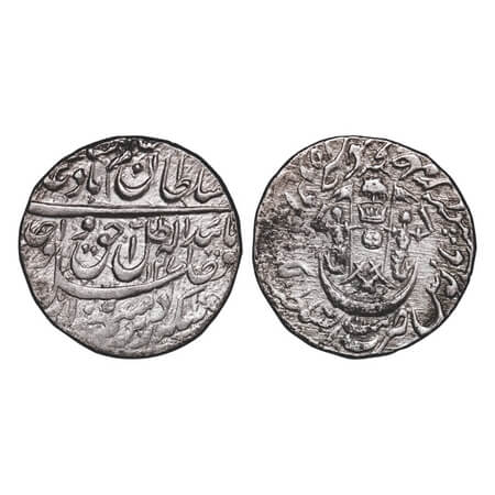 Awadh, Silver Rupee, 11.12g, Wajid Ali Shah (as king AH 1263-1272 / 1847-1856 AD), Bait us