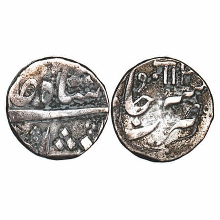 Baroda, Silver Rupee, 11.40g, Manaji Rao, Baroda Mint, INO Shah Alam II, RY 2 Nagari 'Ma'