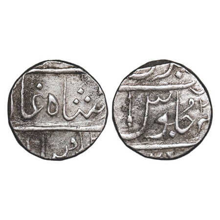 Baroda, Silver Rupee, 11.55g, Anand Rao (AH 1215-1235/1800-1819 AD), Jambusar Mint, INO Sh