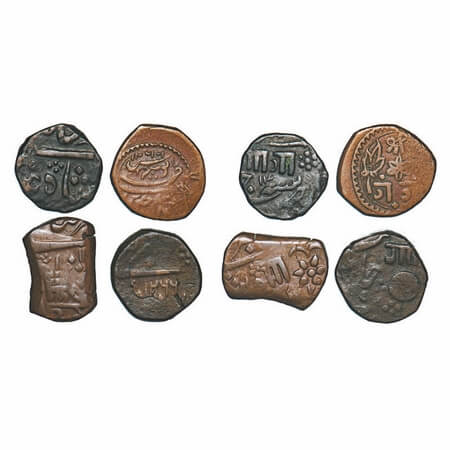 Baroda, Copper Paisa, (4 Coins), Anand Rao & Ganpat Rao, Baroda Mint, INO of Muhammad Akba