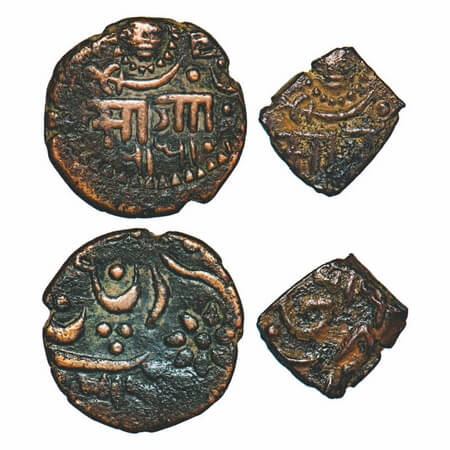 Baroda, Copper Paisa & 1/2 Paisa (2 Coins), 7.00 & 3.29g, Sayaji Rao III (AH 1292-1357 / 1