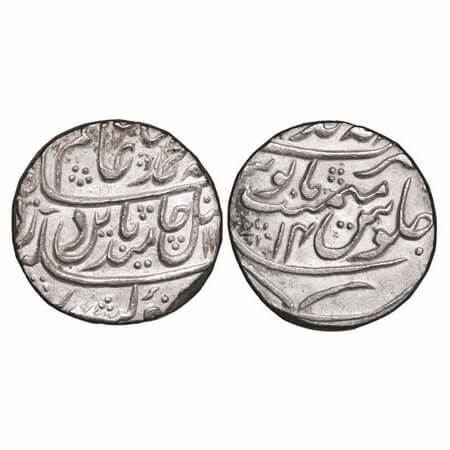 Bharatpur, Silver Rupee, 11.11g, Early issue, INO Shah Alam II, Mahindrapur Mint, AH 11(85