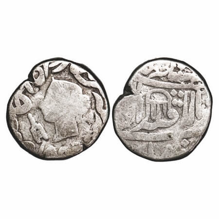 Bindraban, Silver Rupee, 10.40g, Local Coinage, INO Queen Victoria, 1858 AD, Obv: Portrait