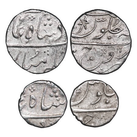 Broach, Silver Rupee & ½ Rupee (2 Coins), 11.48 & 5.76g, Nawab Imtaya ud Daula ( AH 1182-1