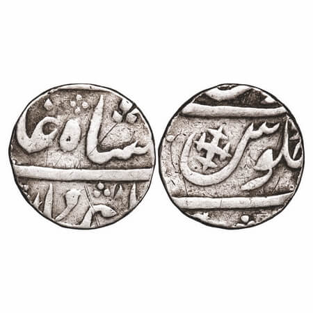 Broach, Silver Rupee,11.48g, Imtaya ud Daula (AH 1182-1186 / 1768-1772 AD), INO Shah Alam 