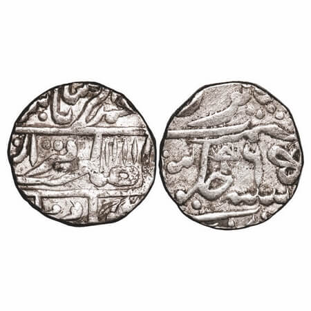 Bundi, Silver Rupee, 11.24g, (Nandgaon mint), INO Muhamad Akbar II, 6 RY, flower and tree 