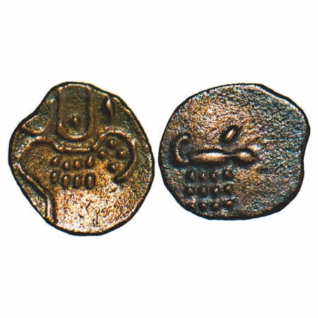 Coorg, Gold Fanam, 0.25g, issued by the Changalvas Rajas, Rev: Boar standing to right. Ext