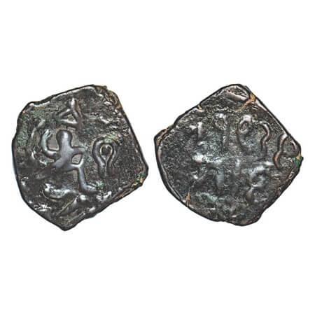 Gwalior, Copper Paisa, 10.47g, Daulat Rao (AH 1209-1243/1794-1827 AD), Rajod mint, Obv: Ru