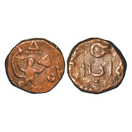 Gwalior, Copper Paisa, 11.32g, Daulat Rao (AH 1209-1243/1794-1827 AD), Rajod mint, Obv: Ru