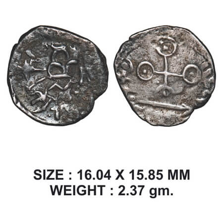 Satavahanas, Silver drachm of Gotamiputa SiriSatakani, counterstruck on a drachm of Kshaha