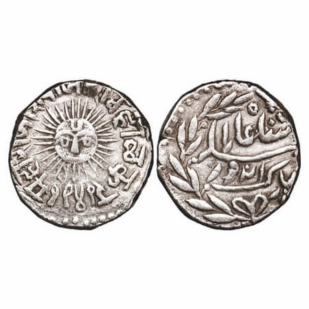 Indore, Silver Rupee, 11.11g, Shivaji Rao, Indore Mint, INO Shah Alam II, VS 1949, sun fac