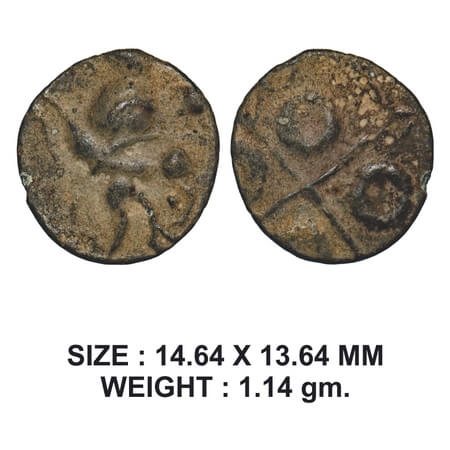 Satavahanas, Siri Satakarni, Nasik Region, Potin Unit, 1.14g, Obv: Elephant walking to rig