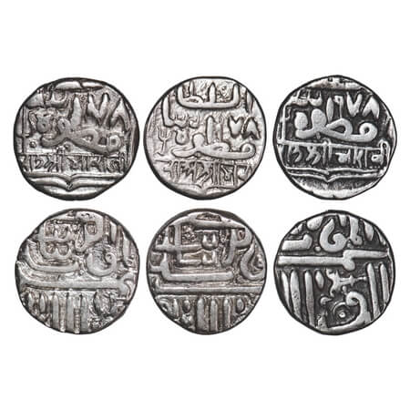 Kutch, Bharmalji I Silver Kori (3 Coins) Frozen 978, INO Muzaffar Shah II, 3 Different Nam