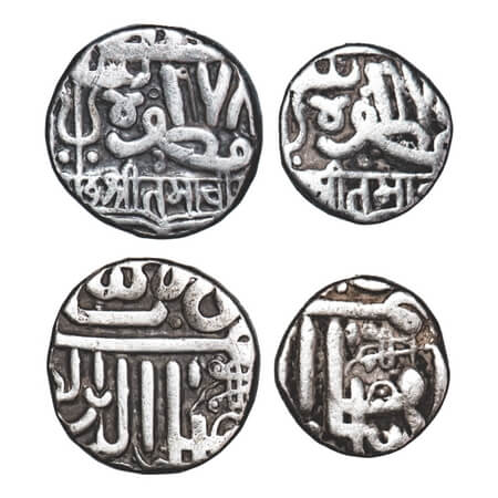 Kutch, Silver, ½ Kori & Kori (2 Coins), Tamachiji, INO Muzaffar Shah III, Frozen AH 978. R
