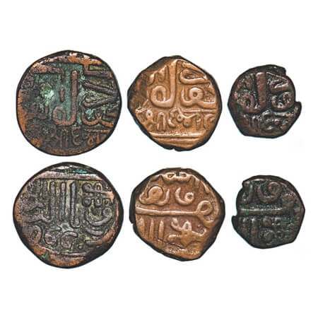 Kutch, Copper, Trambiyo, Dokdo, Dhinglo (3 Coins), Deshalji I, INO Mahmud bin Latif. Rajgo