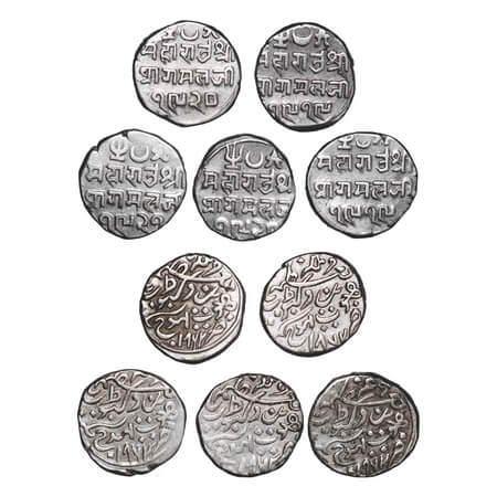 Kutch, Silver Kori (5 Coins), Pragmalji II, INO Queen Victoria, 1) VS 1919/1862 AD, Open C