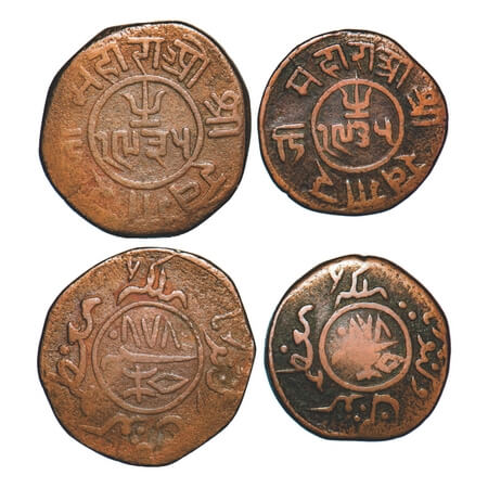Kutch, Copper Dokdo, 1 ½ Dokdo (Dhinglo) (2 Coins), Khengarji III, INO Queen Victoria, VS 