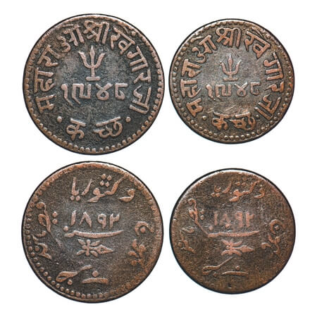 Kutch, Copper Dokdo, 1 ½ Dokdo (Dhinglo) (2 Coins), Khengarji III, INO Victoria Empress, V