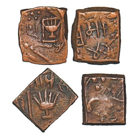 Lunawada, Copper Paisa (2 Coins), Wakhat Singhji, 1942 VS, Open Hand in square symbols typ