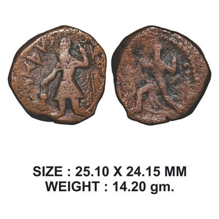 Kushans, Kanishka I (c. 127-151 AD), Copper Drachma 14.20g, Obv: King standing facing besi