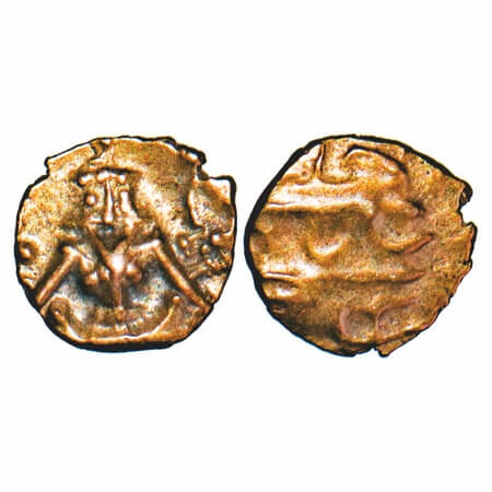 Mysore, Gold Fanam, 0.36g, Anonymous Issue, Kathirava Narasa Raja AD 1638-1662, in the nam