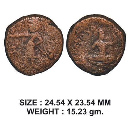 Kushan, Huvishka (c. 152-192 AD), Copper Tetradrachm, 15.23g, Obv: King seated cross legge