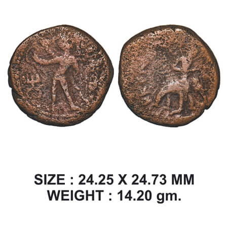 Kushanas, Huvishka (c. 152-192 AD), Copper Unit, 14.20g, Obv: King riding an elephant to r