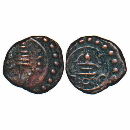 Travancore, Copper Cash, 0.42g, Swati Tirunal Rama Varma (ME 1004-1022/ 1829-1846 AD), Obv
