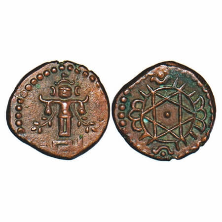 Travancore, Copper 4 Cash, 2.59g, Uthram Thirunal Marthanda Varma (ME 1022-1036/ 1847-1860