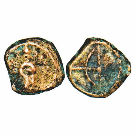 Travancore, Copper. Thiracasu/cash, 0.89g, Padmanabhpuram Mint, Obv: decorated kasu, Rev: 