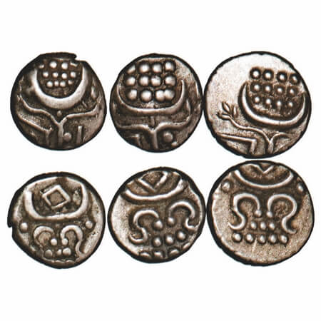 Travancore, Silver Chukram, 0.38g, (3 Coins), Anizham Thirunal Marthanda Varma (ME 904-933