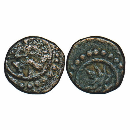 Travancore, Copper Thira Cash, 1.13g, Obv: Garuda to left, Rev: Lotus. Beena Sarasan 307.1