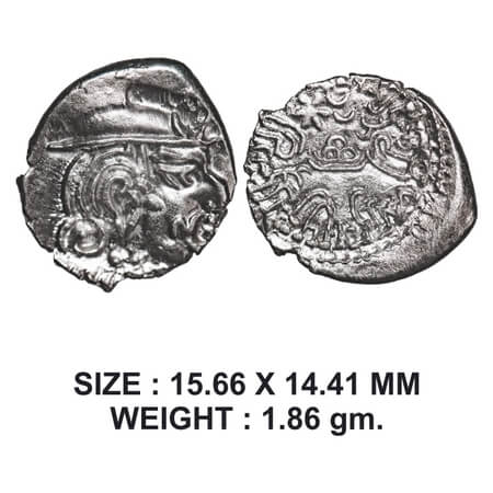 Western Kshatraps, Kardamaka family, Gujarat, Damasena (222-238 AD), son of Rudrasimha I, 