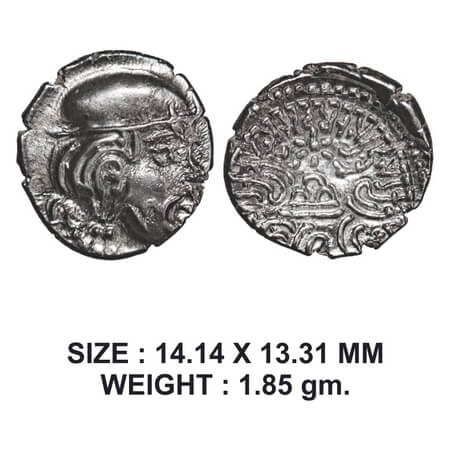 Western Kshatrapas, Kardamaka Dynasty, Damsena, son of Rudrasimha I, Silver Drachma, 1.85g
