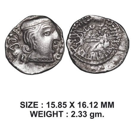 Western Kshatrapas, Damasena s/o Rudrasimha I (c. 222-238 AD), Kardamaka Family, SE 156, S
