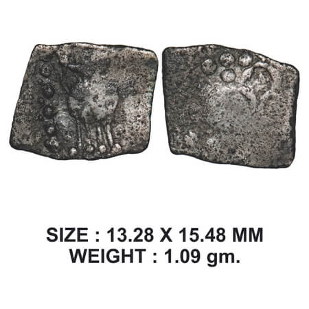 Western Kshatrapas, Damasena, Potin, 1.09g, Obv: Humped bull standing facing, whithin a do