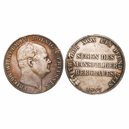 Prussia (German States) (0.900% Silver) Thaler, 18.41g, 1857, KM 472. Very Fine, Scarce.