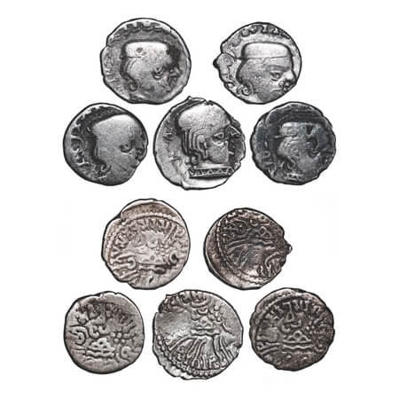 Western Kshatraps, Kardamaka family, Gujarat, (300-400 AD), (5 coins), A set of five Silve