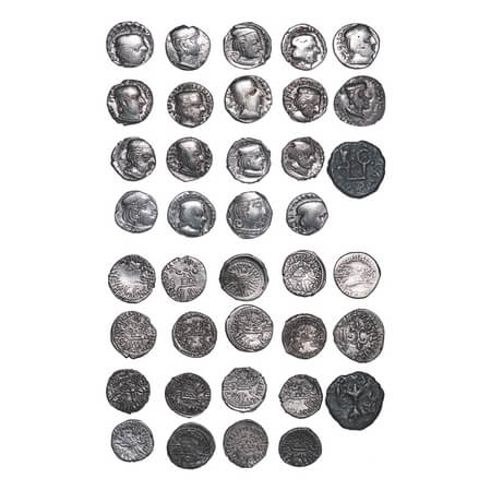 Western Kshatraps, Gujarat, (100-400 AD), (Set of 19 coins) Various rulers: 18 Silver, Kar