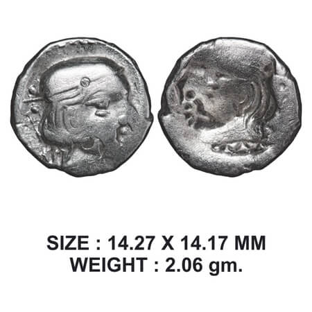 Western Kshatrapas, Silver Drachma, 2.06g, Error, Obverse Brockage, nice deep and complete