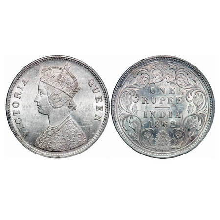 Victoria Queen, Silver, Rupee, 1862, Calcutta Mint, A/I, w/o initial 'J'. F. Prid 66. GK 2