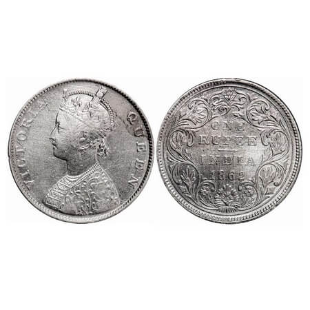 Victoria Queen, Silver, Rupee, 1862, Madras Mint, B/II, With enclosed frame effect and w/o