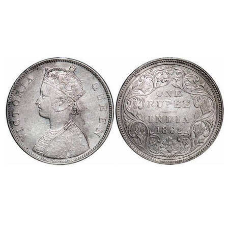 Victoria Queen, Silver, Rupee, 1862, Bombay Mint, B/II, Numeral 2 of year date 1862 seen o