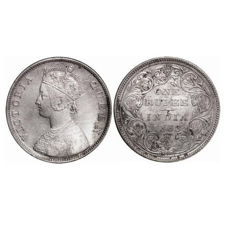 Victoria Queen, Silver, Rupee, 1862, Bombay Mint, B/II/0/4, Die crack on Obv, Ghost on Obv