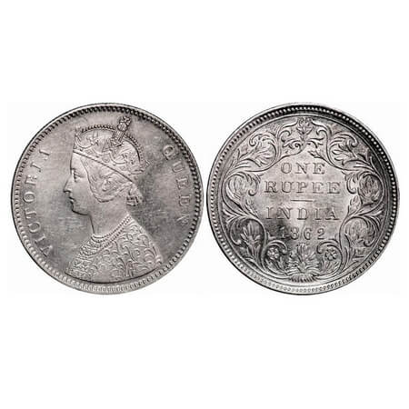 Victoria Queen, Silver, Rupee, 1862, Bombay Mint, A/II/0/5, Re-engraved broken 'D' in Indi