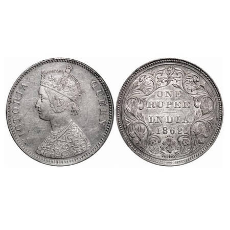 Victoria Queen, Silver, Rupee, 1862, Bombay Mint, A/II/0/6, Complete 'D' in India, w/o ini