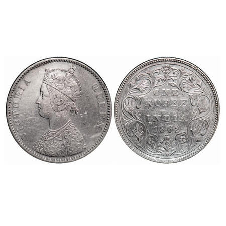 Victoria Queen, Silver, Rupee, 1862, Bombay Mint, A/II/1/2, With initial 'J'. F. Prid 103.
