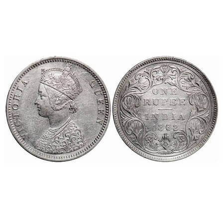 Victoria Queen, Silver, Rupee, 1862, Bombay Mint, C/II/1/2. F. Prid 105. GK 360. About Unc
